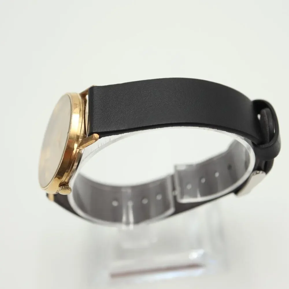 Vintage Croton Swiss Quartz Unisex 33mm Watch Black Leather with New Battery